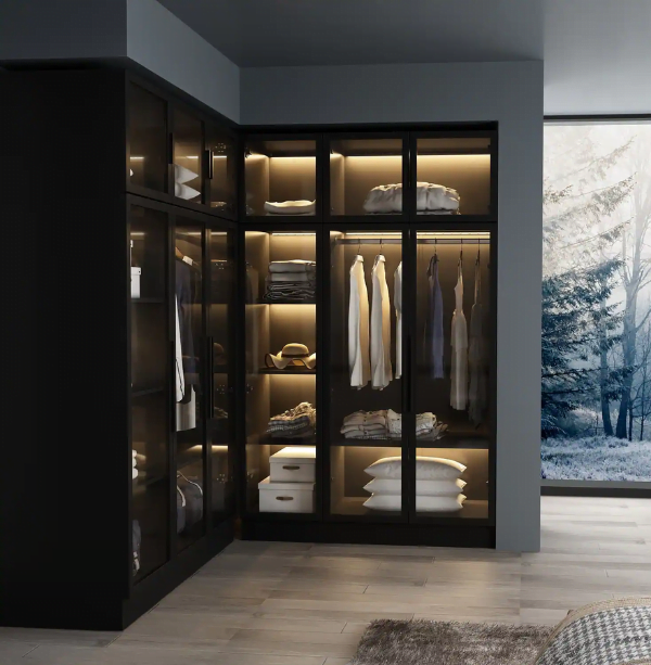 Fitted Glass Door Wardrobe Design 44