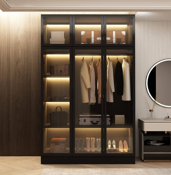 Fitted Glass Door Wardrobe Design 1