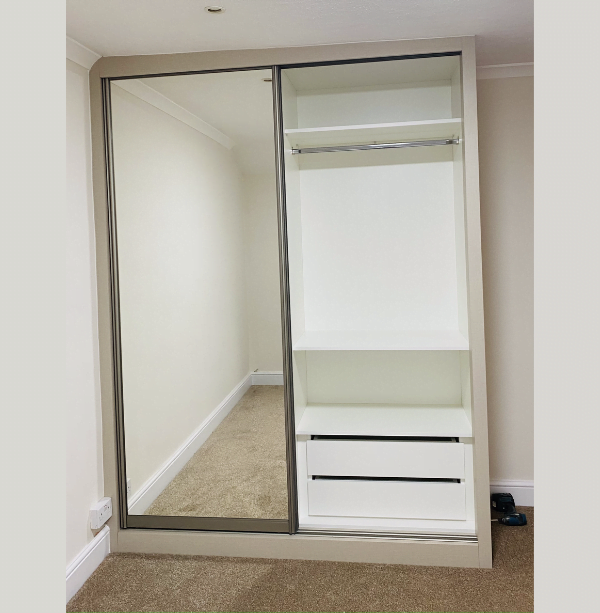 Fourth view of black-framed mirrored glass wardrobe doors