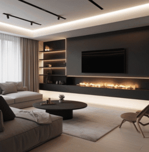 Media wall in living room